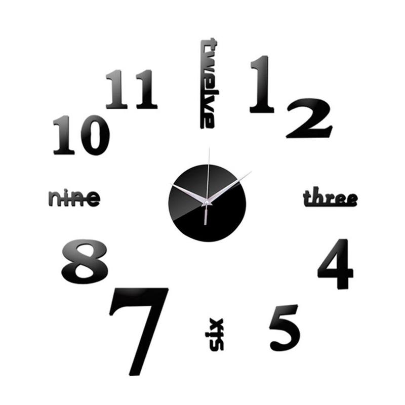 DIY Mirror Wall Clock Sticker Acrylic 3D Roman Numbers Art Watch Office Clocks Wall Home For Living Wall Room Clock Decals
