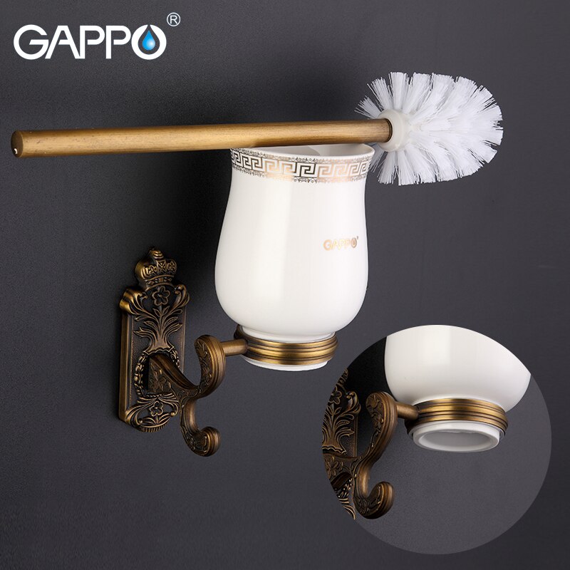 GAPPO Rvs Wc Borstel Houders Wall Mount Enkele Borstel Cetamic bekerhouders Antieke Toiletpot Badkamer Hardware set