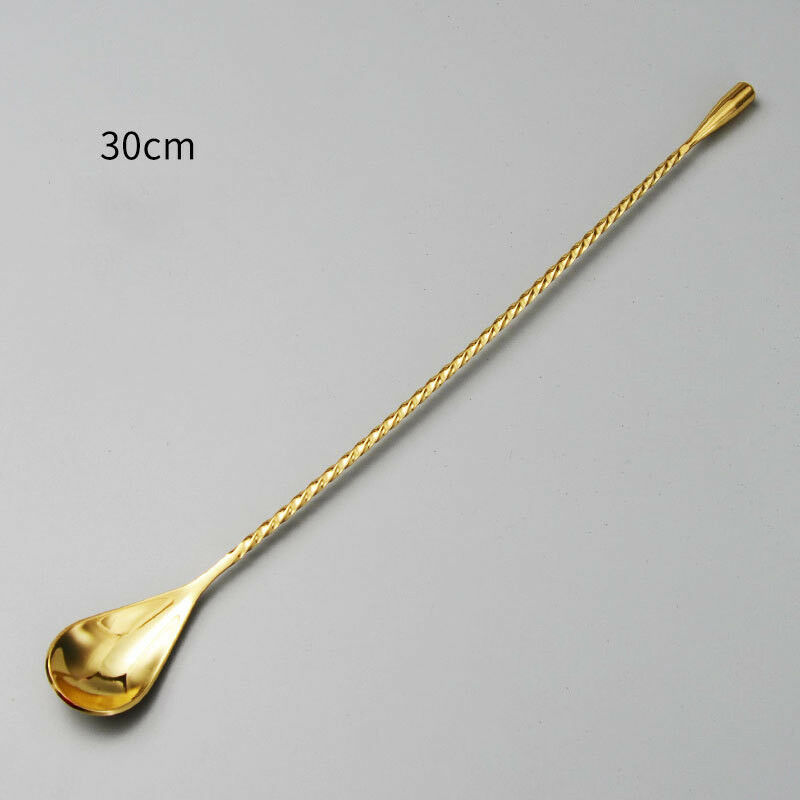 1 pieza de 30cm de acero cuchara de mezcla para cócteles y Patrón En Espiral Bar cuchara tipo lágrima remover cuchara Bar herramienta camarero herramientas: Gold