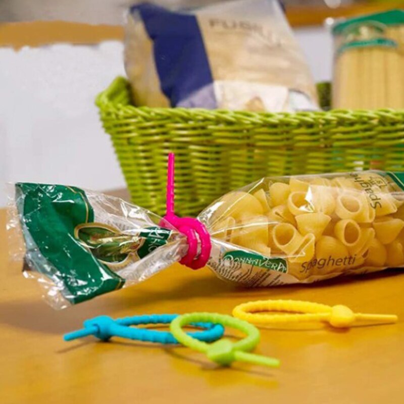 Fascette per alimenti riutilizzabili in Silicone da 5 pezzi fascette per borse a spirale fascette per cavi autobloccanti ecologiche