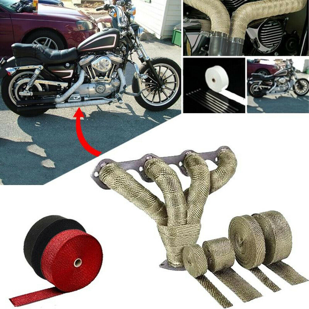 Auto udstødningsrør isolering tape lydpotte dele manifolds udskiftning varmeomslag jomfru glasfiber beskytter kaleche ledninger
