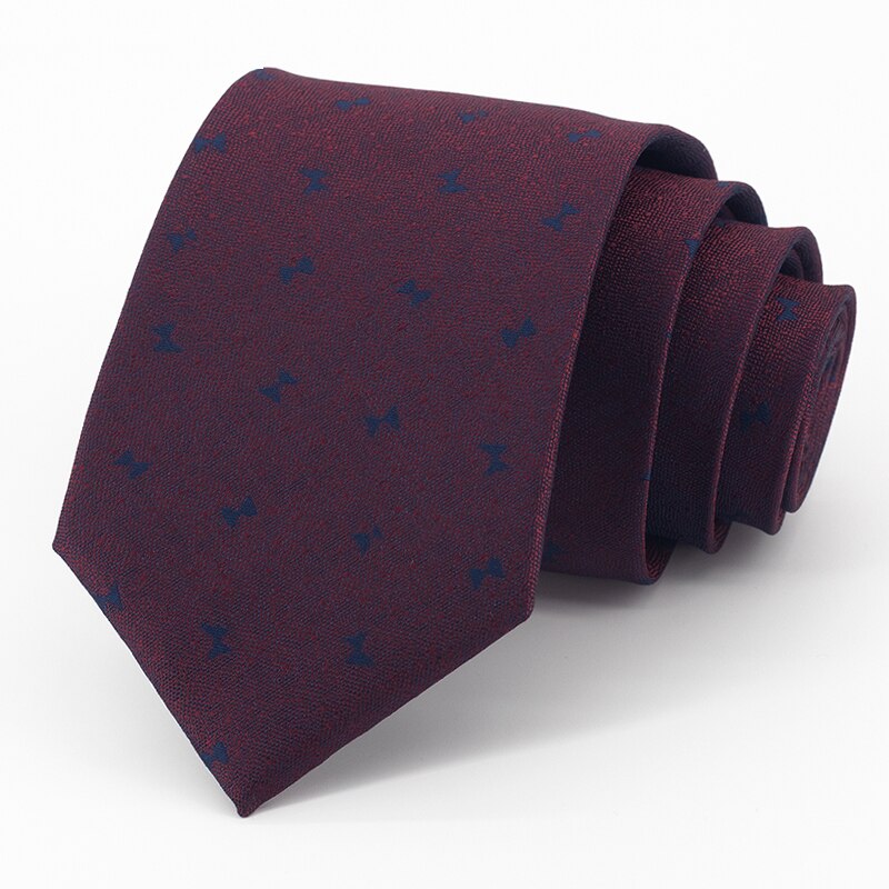 Brand 8CM Wide Business Tie For Men Deep Red Formal Necktie Party Wedding Work Box