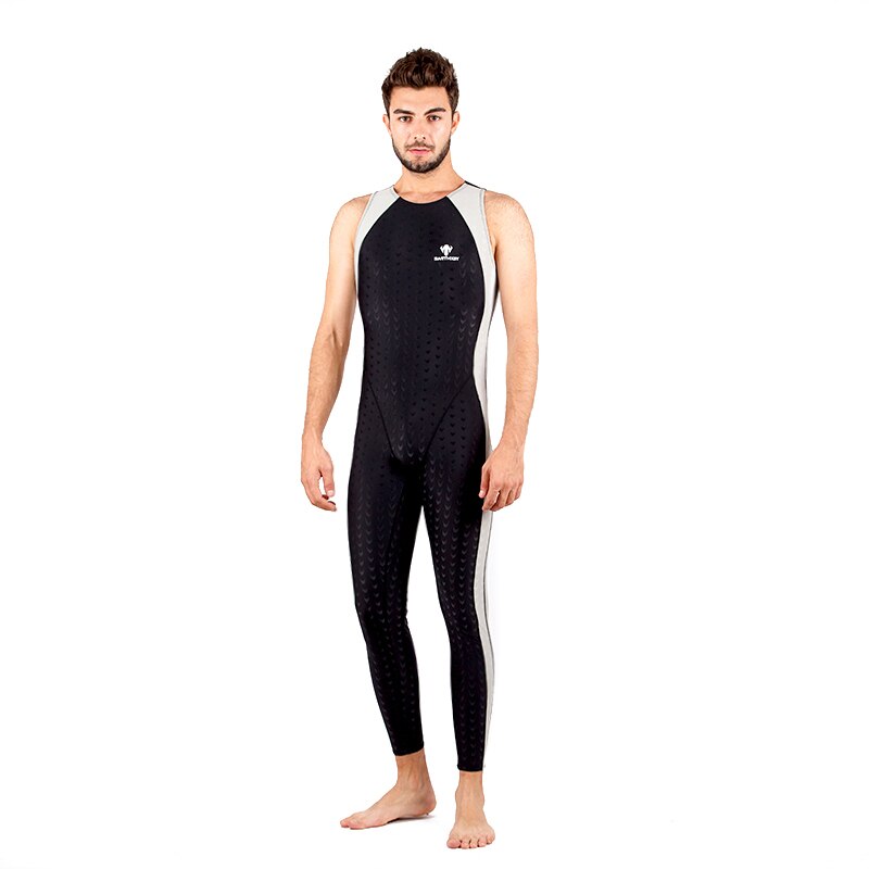 Male One Piece Swimsuit Black Sharkskin Bathing Suit Men Sports Competition Athletic Outdoor Diving Beach Swimwear