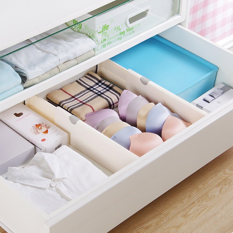 Adjustable Storage Drawers Divider Retractable Plastic Drawer Partition Holder Household Storage Clapboard For Clothes &amp; Kitchen