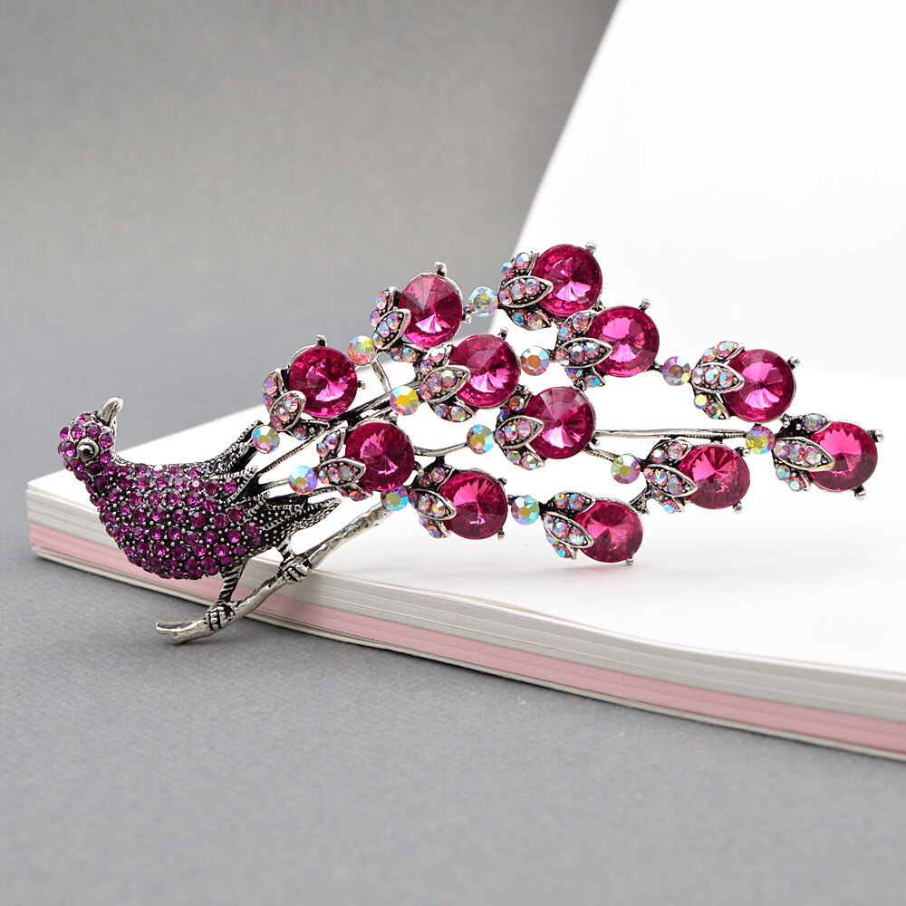 Cindy xiang strass grande pavão broches para as mulheres do vintage moda design animal pino casaco jóias bom presente