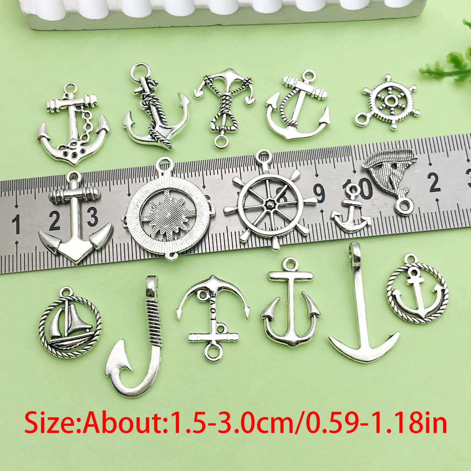 20 piezas colgantes de aleación de Metal con de ancla de barco Vintage plateado antiguo para pulsera DIY, collar, accesorios para hacer joyas