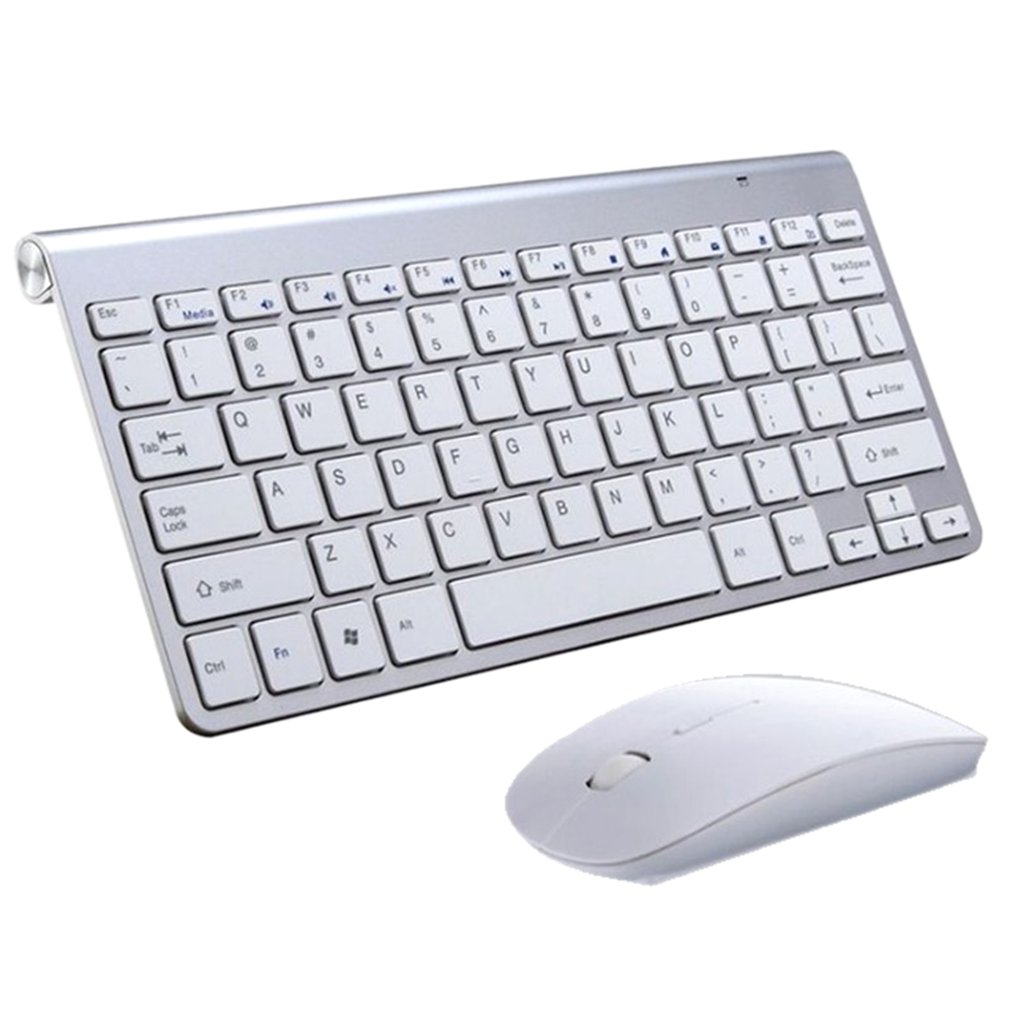 2.4G Wireless Keyboard and Mouse Mini Multimedia Keyboard Mouse Combo Set For Notebook Laptop Mac Desktop PC TV: Silver Suit