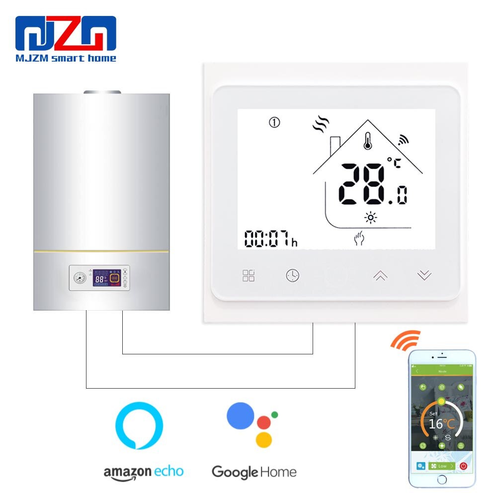 MJZM BGL-002 WiFi&Hand Control Thermostat Temperature Controller for Gas Boiler Alexa Google Home Thermoregulator for Warm Room: BGL-002BB-WiFi