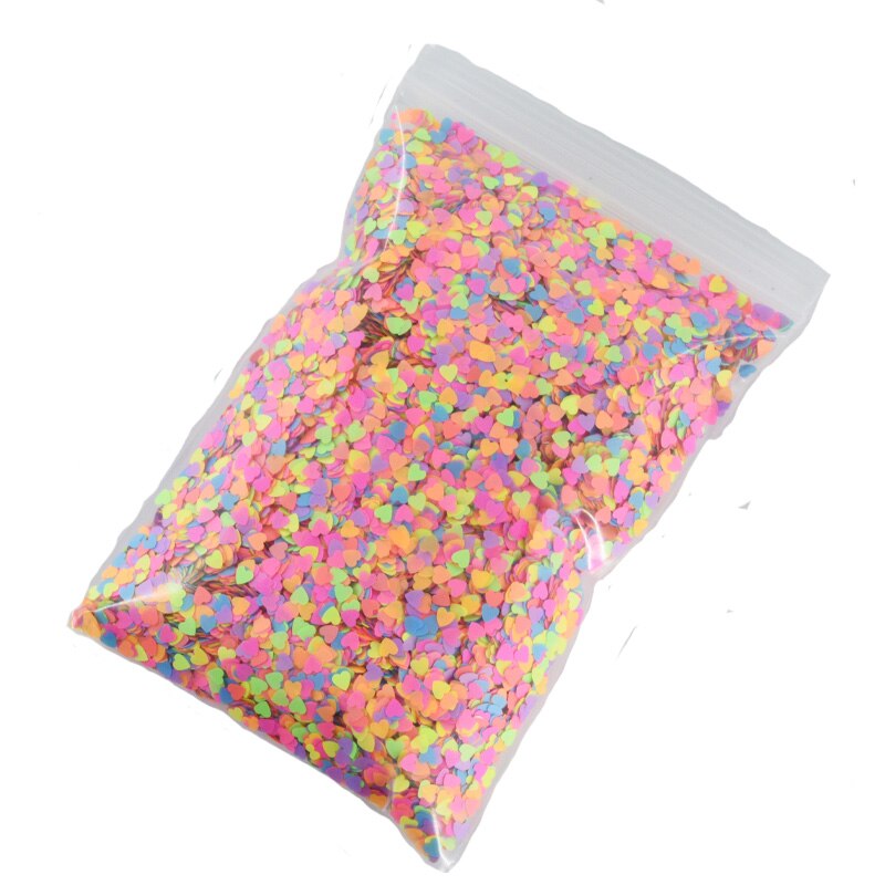 4 Stijlen 50 Gram/zak Regenboog Neon Baksteen Vorm Glitters 1Mm-4Mm Multi-color Neon, nail Art, Uv Hars, Shakers, Hars Kunst: heart