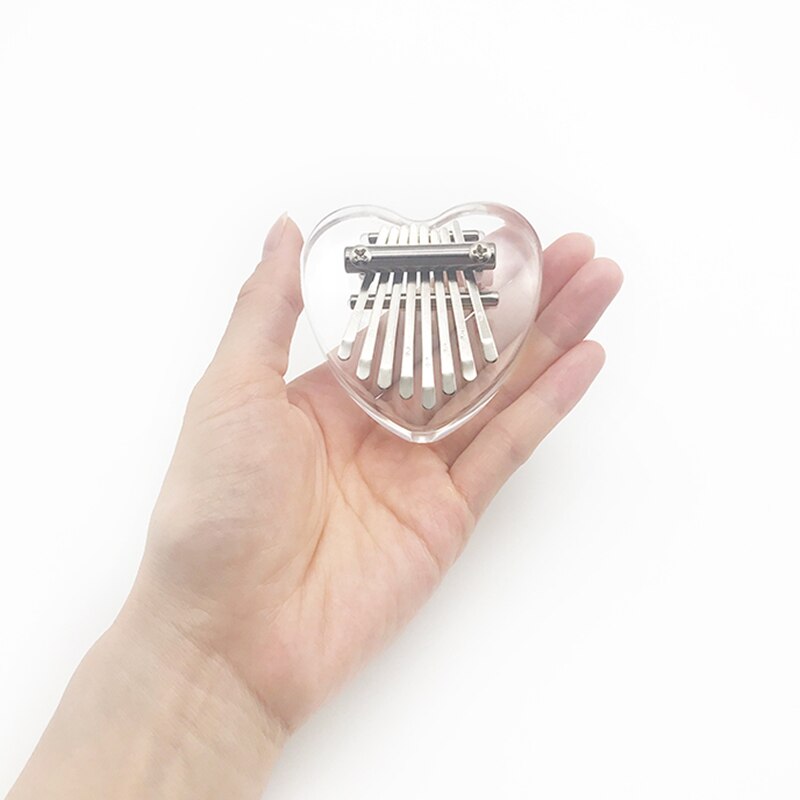 8 Key Mini Kalimba Acrylic Clear Thumb Piano Keyboard Musical Instrument for Beginner Kids Girlfriend Travel Entertainment
