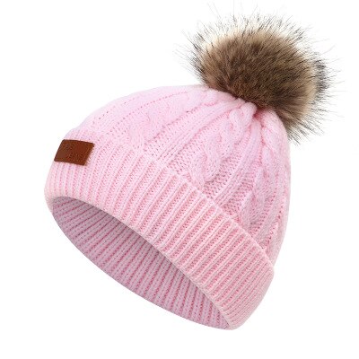 Babymutsen winter pomponmuts voor kinderen schattige gebreide muts voor meisjes jongens casual effen muts voor meisjes babymutsen: Roze