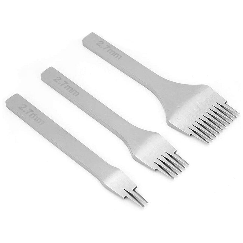 Burin en cuir, moule en acier, burin en cuir, fourchette en acier, trous, Kit d&#39;outils de poinçonnage, feuille de fer, 3 pièces de 2.7Mm: Default Title