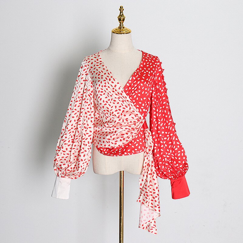 Waterval lange mouw met strik rood lang model – Patty's Fashion & Shoes