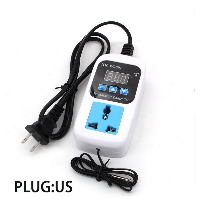 Digital Temperature Controller Thermostat Outlet Probe NTC Sensor Thermostat Temperature Controller Regulator EU/US Plug: US XK-W2001