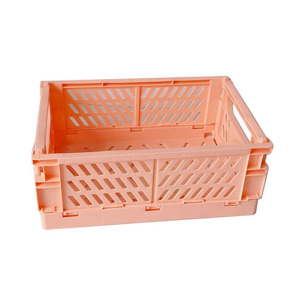 Foldable plastic pen case Makeup Cosmetic Storage Box Holder Pencil Case Foldable Desktop Sundries Basket Storage Pen Brush U1D9: PINK