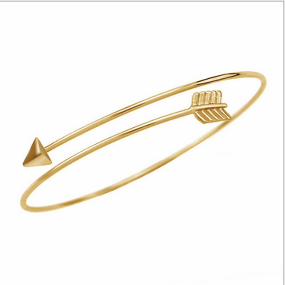 1PC Stylish Upper Arm Bracelet Women Gold Bangle Bracelet Vintage Arrow Open Bangle Armlet Arm Cuff Punk: Gold