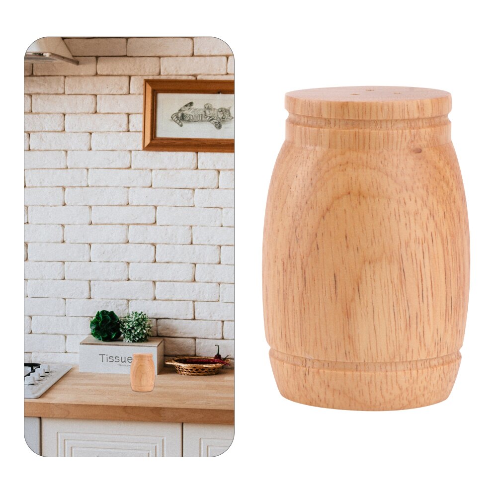 Tarro de madera para especias, pequeño para sal, agitador, botella de condimentos, contenedor con tapa para barbacoa y cocina