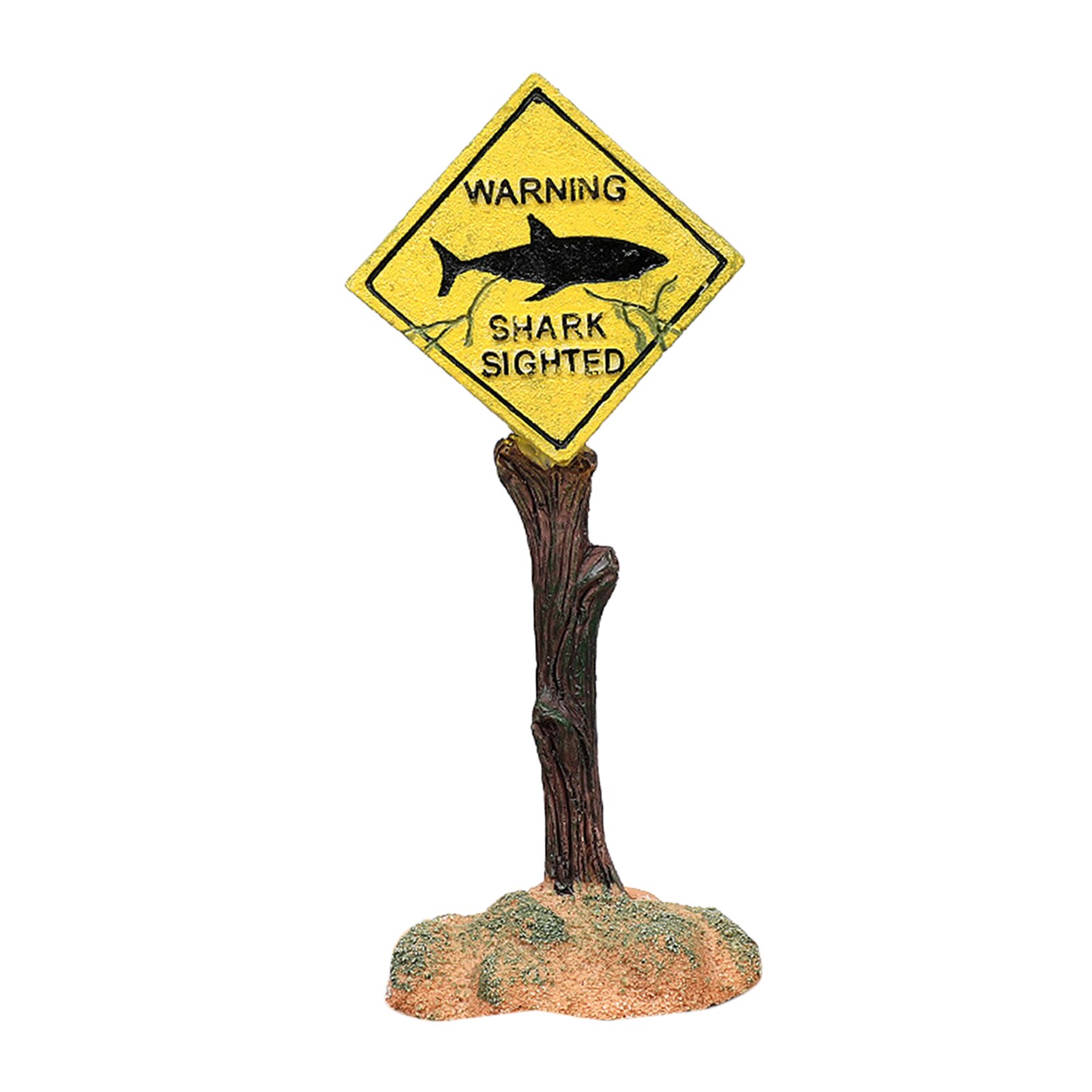 Funny Cartoon Warning Signs Aquarium Landscape Fish Tank Goldfish Decoration: Yellow 6x4.5x16cm