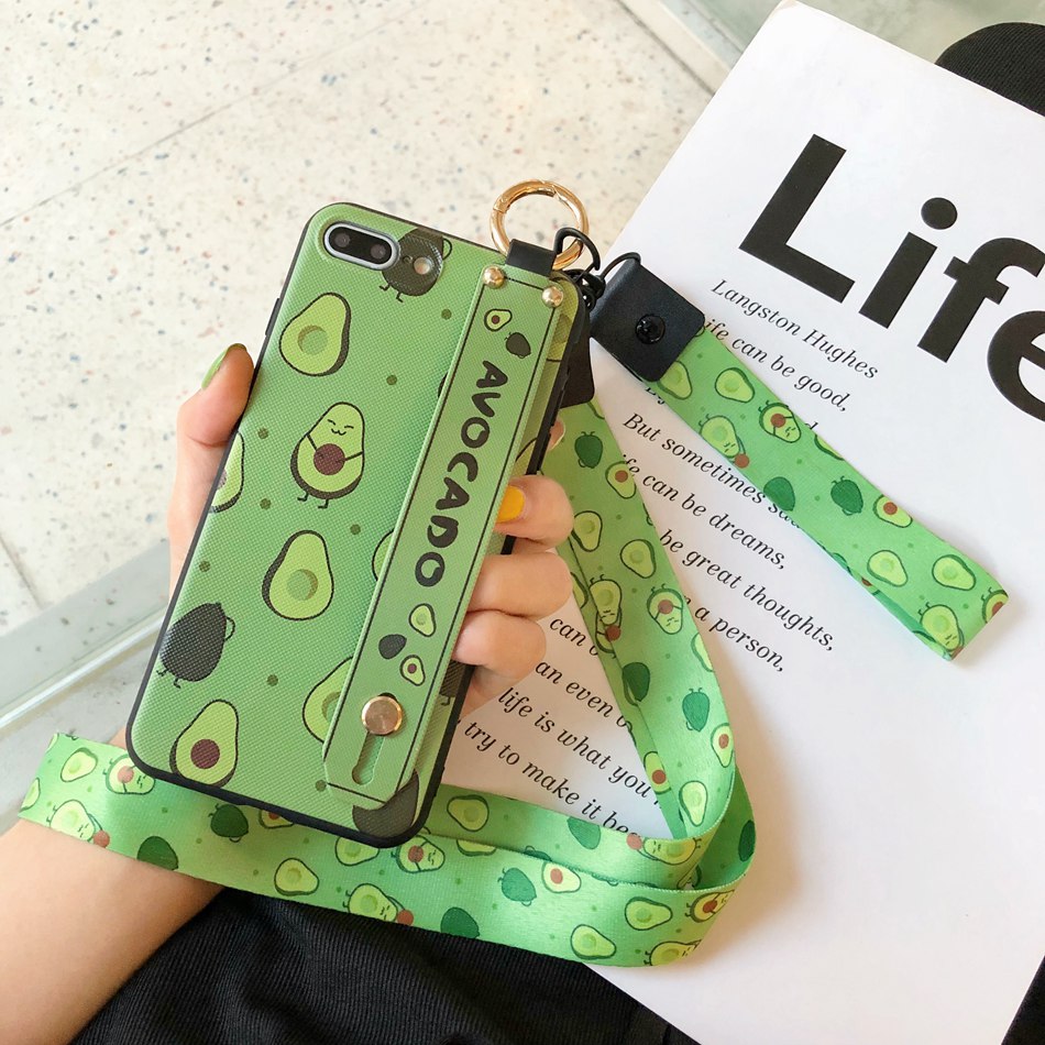 Para Huawei P20 Lite P20 Pro funda amor corazón cordón soporte teléfono funda para Huawei P30 Pro P30 Lite de dibujos animados lindo aguacate