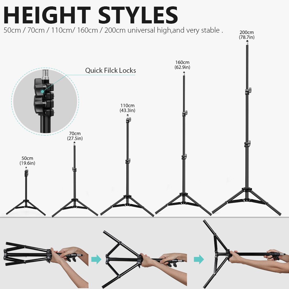 Vamson Kan Foto 'S Nemen Video, Live-uitzending Selfie Stok Statief Voor Telefoon Camera Stands Reflectoren Foto Studio Video VLS01B