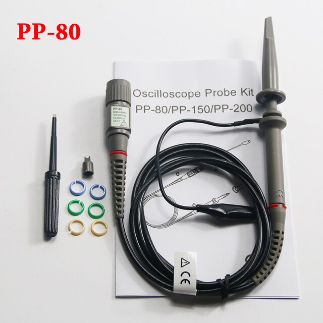 Hantek oscilloskop sond 60 mhz 100 mhz 200 mhz 250 mhz för  ( pp80 pp150 pp200 pp250)  oscilloskop tillbehör: Pp -80(60 mhz)
