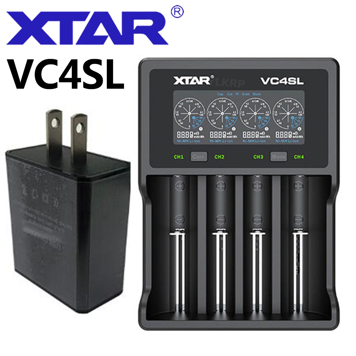 XTAR VC4SL upgraded and extended smart charger, C-type USB input, support QC3.0 charging: VC4SL-US-QC-PLUG