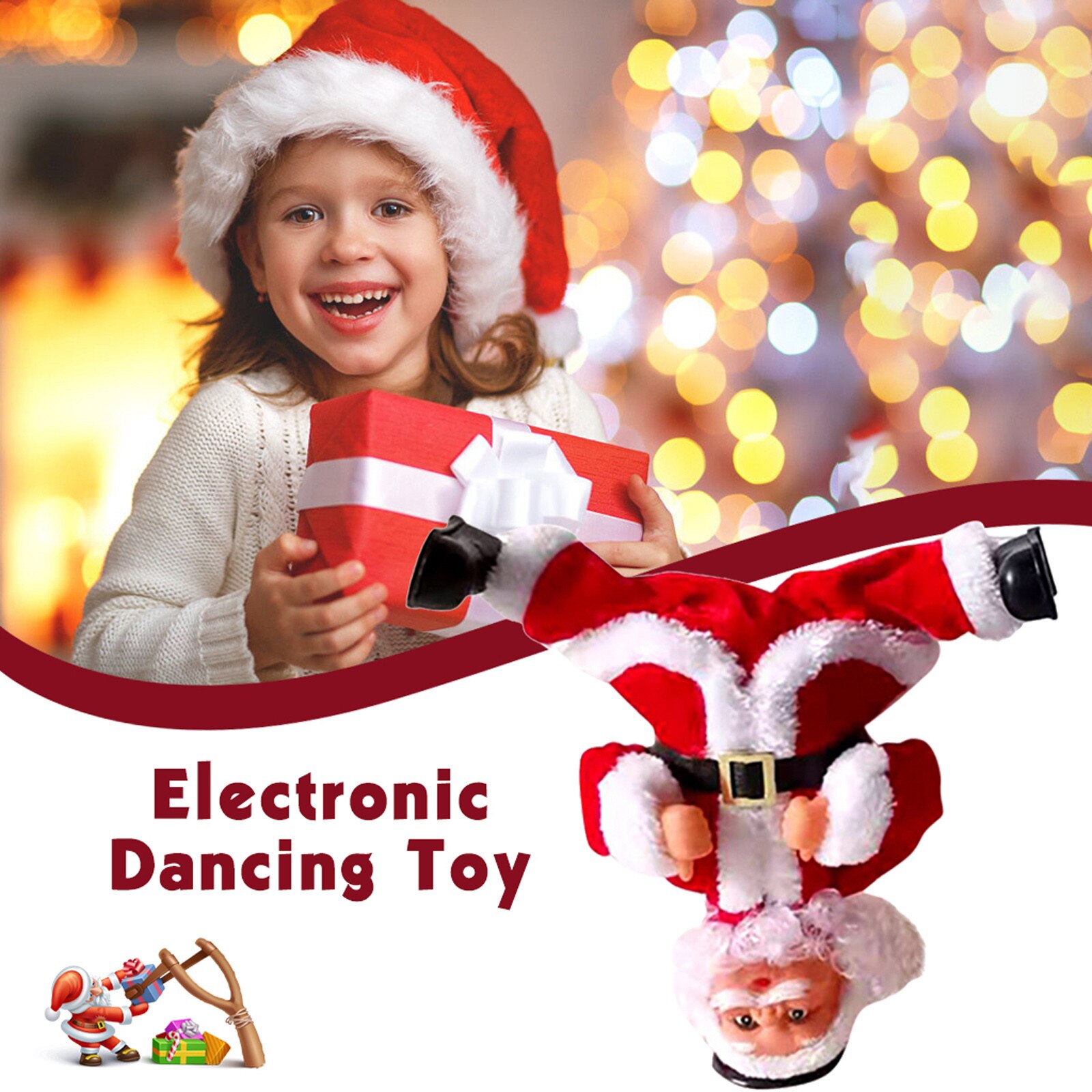 Electronic Plush Toy Swing Dancing Christmas Santa Claus Street Dance Carton Cute Toy Funny Christmas Decorations Plush Toys L3