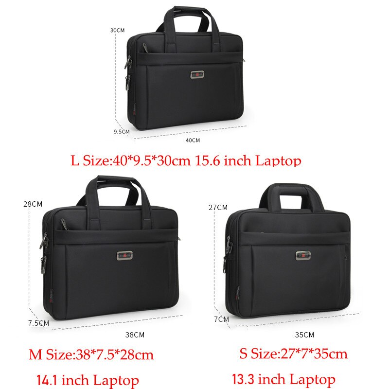 Kvinder skulder kontortasker til mænd business taske unisex sort dokumentmappe luksus 13.3 14 15.6 tommer bærbar håndtaske