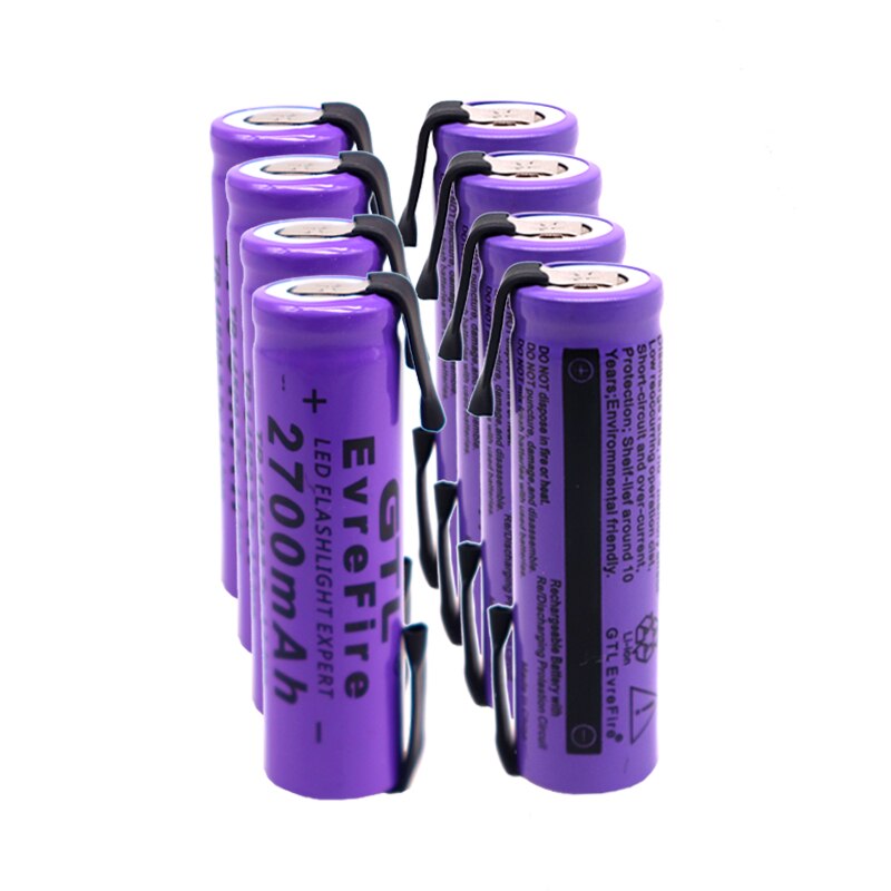 Nuova batteria al litio 14500 3.7V 2700mAh batterie ricaricabili saldatura foglio di nichel bateria per torcia LED torcia giocattolo