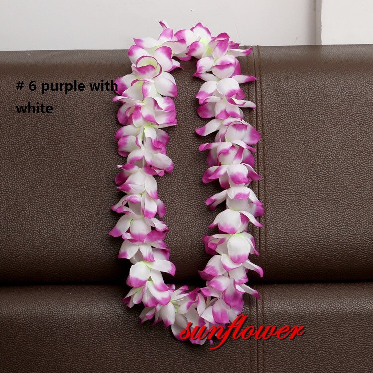 1 st hawaiianska konstgjorda blommor leis krans halsband krans självhäftande klänning hawaii strandfest dekoration påsk: Lila