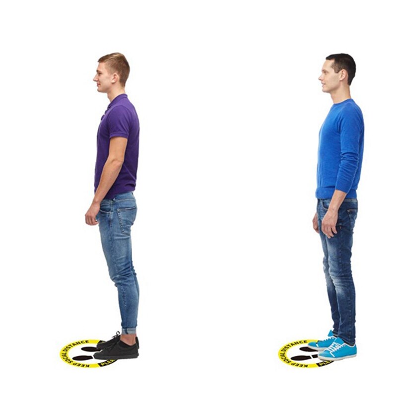 20PCS Social Distancing Floor Decals Stickers Waterproof Anti-Slip Stickers Stand Here Safety Floor Sign Marker