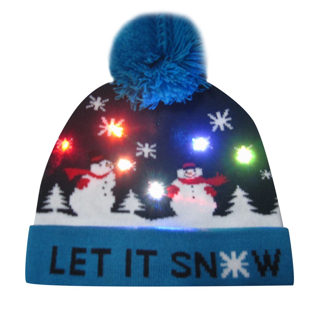 LED Luminous Christmas Hats Beanie Sweater Christmas Santa Hat Light Up Knitted Hat For Kid Adult For Christmas Party 9109: I