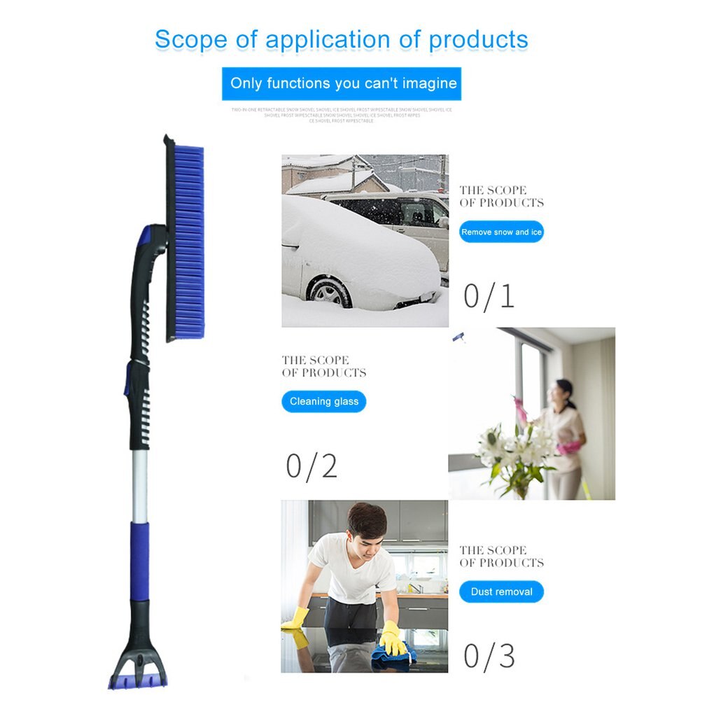 R-2121 Ice Scraper Extended Pole Expandable Winter Multifunctional Snow Shovel Snow Clearing and Deicing Tools