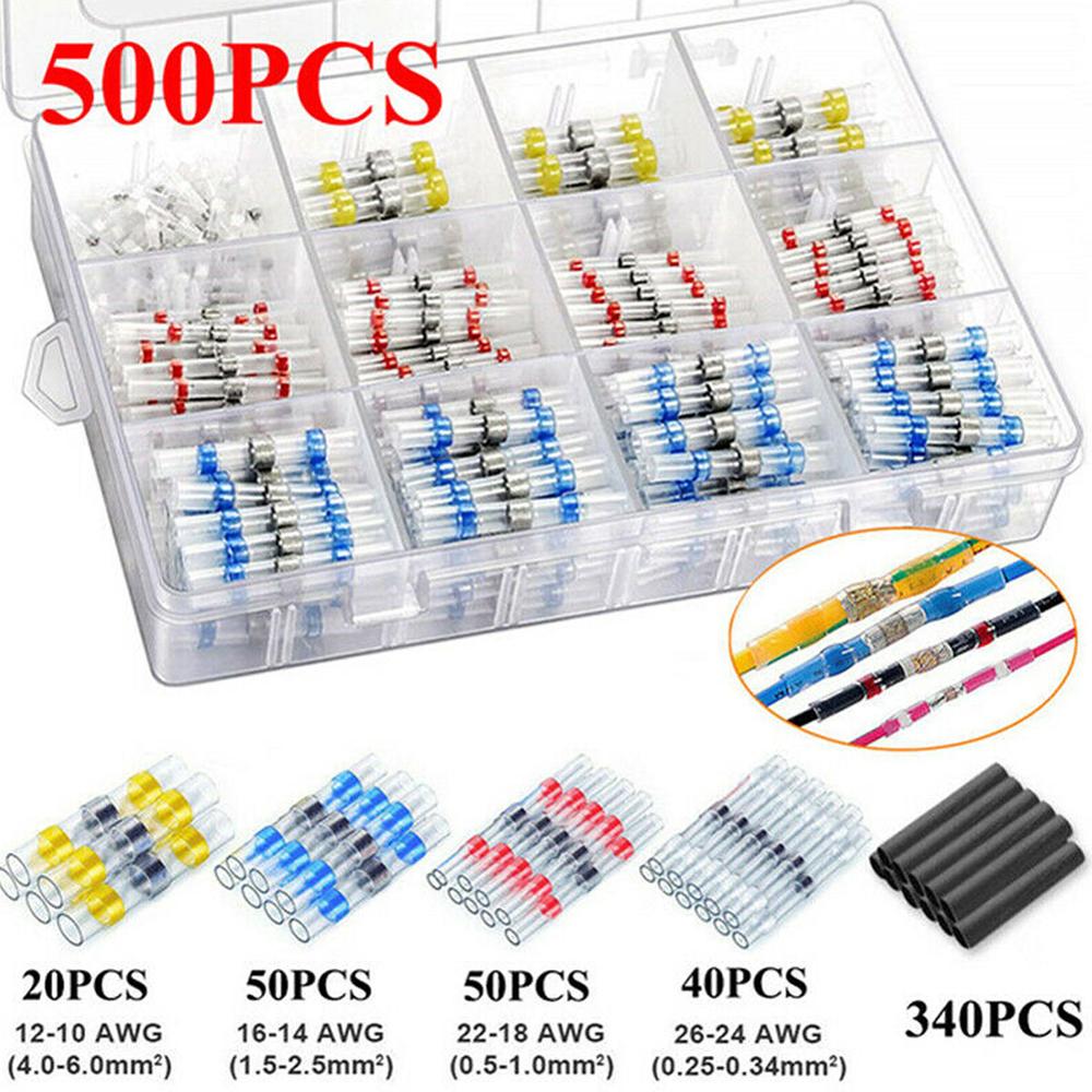 500PCS Waterproof Solder Seal Wire Connectors - Heat Shrink Solder Butt Solder Connector Kit - Automotive Marine Insulated: Default Title