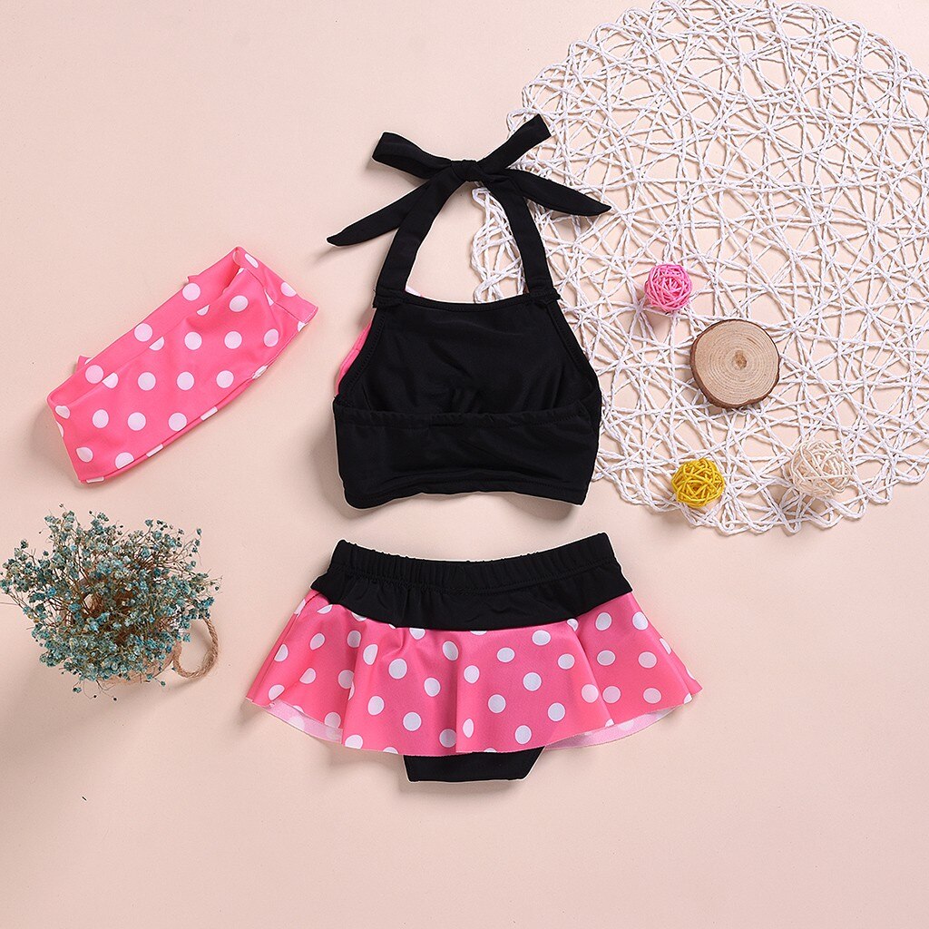Baby Kids Girl Summer Ruffle Suspender Dot Printed Bikini Swimwear Swimsuit Set Printed Bodysuit Maillots de bain pour enfants#2