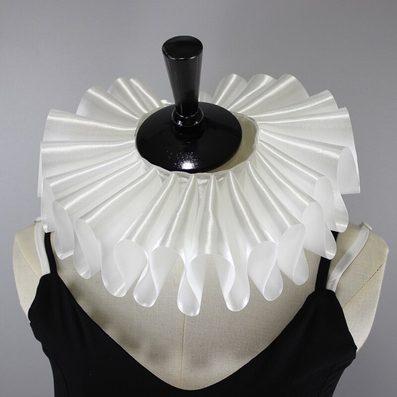 Renaissance Elizabethan Ruffled Collar Neck Ruffle Women Victorian Costume Halloween Cosplay Accessories FOU99: white