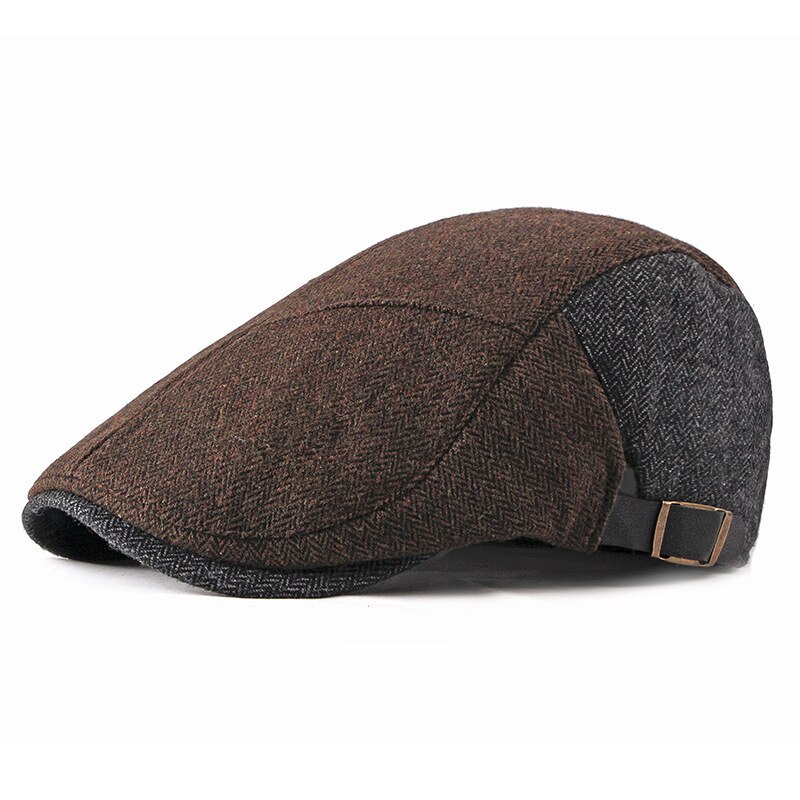 Gorra plana de algodón y lino para hombre, boina para conducir, Golf, Gavroche, Verano: Coffee