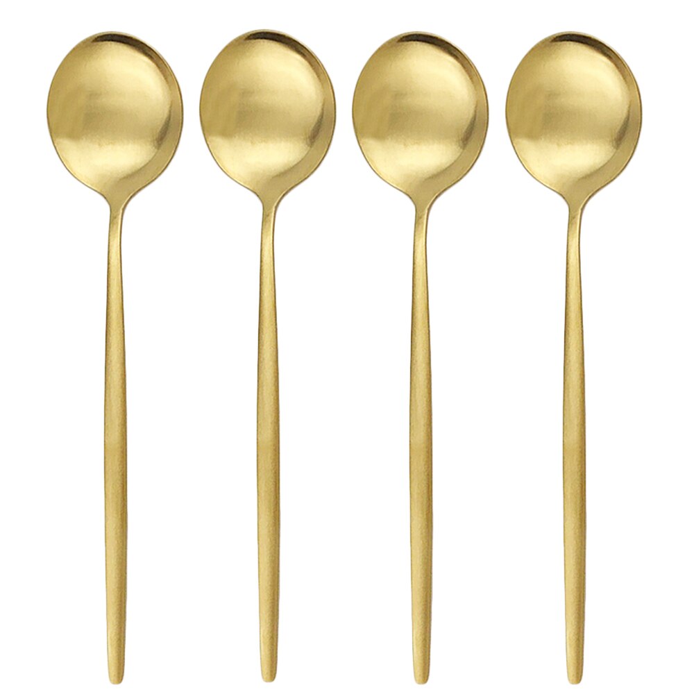 4 kpl/setti musta mattapintainen ruokalusikka aterimet 304 ruostumattomasta teräksestä valmistettua ruokailuvälinettä lusikka aterimet 7 väristä ruokailuvälinettä keittiön aterimet: 4 kpl kultaa