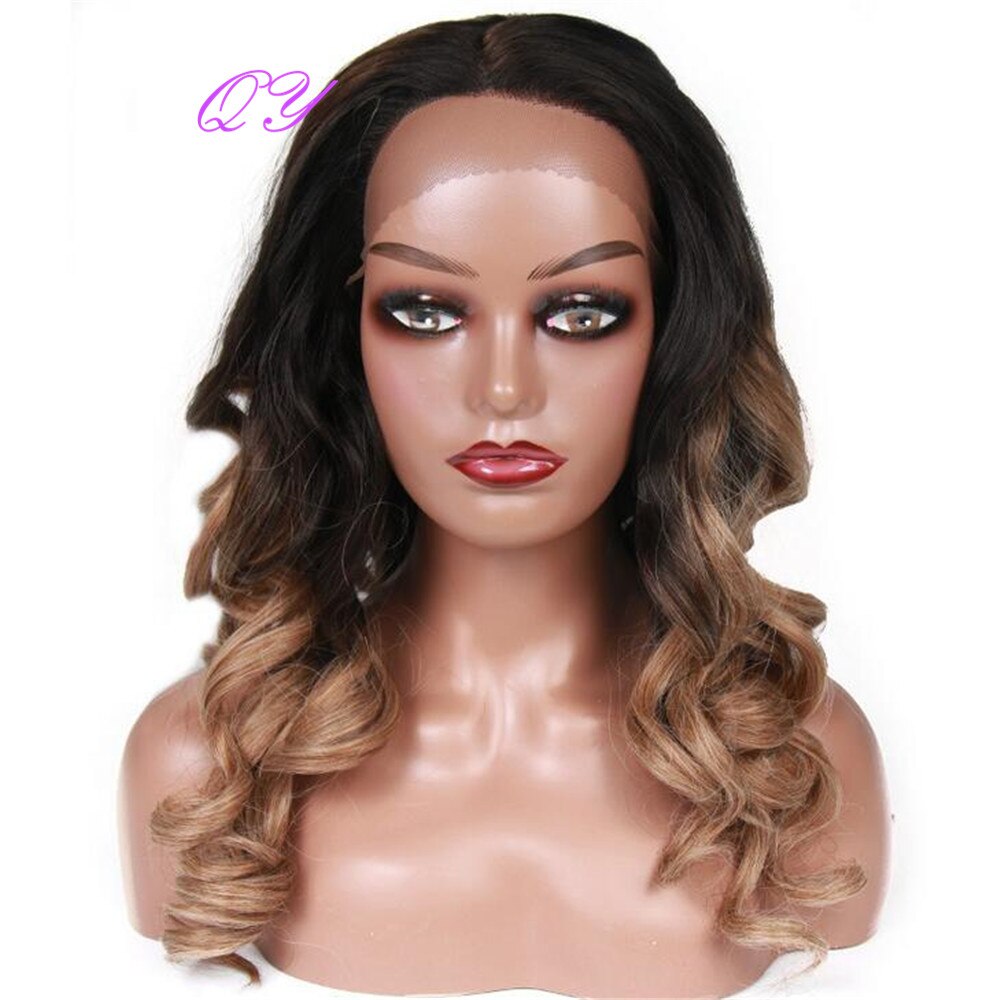 Synthetic Lace Women Wigs Long Natural Curly Brown Ombre Golden Wigs for Women Daily Wear Charming Woman Hair Wig: 6882