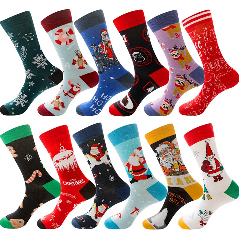 Christmas Socks Happy Socks Men Women Funny Santa Claus Christmas Tree Snow Elk Cotton Harajuku Year