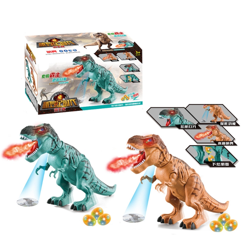 Cartoon dinosaur toy electric tyrannosaurus with optional squirting function led light simulation boys funny  k92d: Sealed box