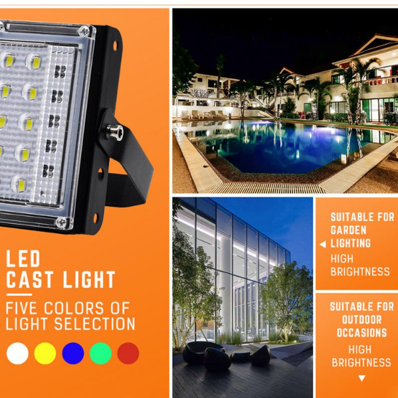 5 farve led projektør 50w vandtæt  ip65 udendørs led reflektor lys havelampe  ac 220v spot gade rgbcw belysning