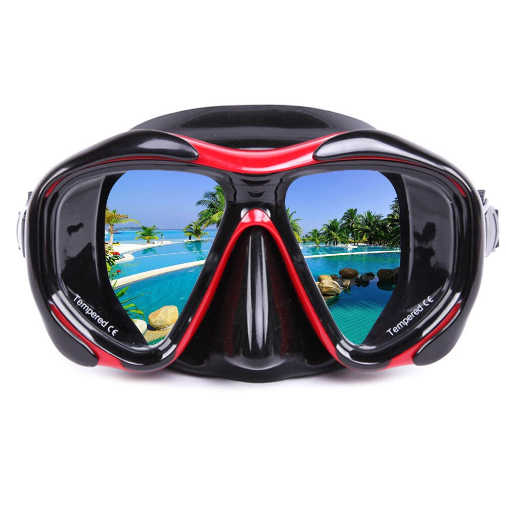 Adult Swimming Goggles Tempered Glass Wide View Anti-fog Snorkel Mask XR