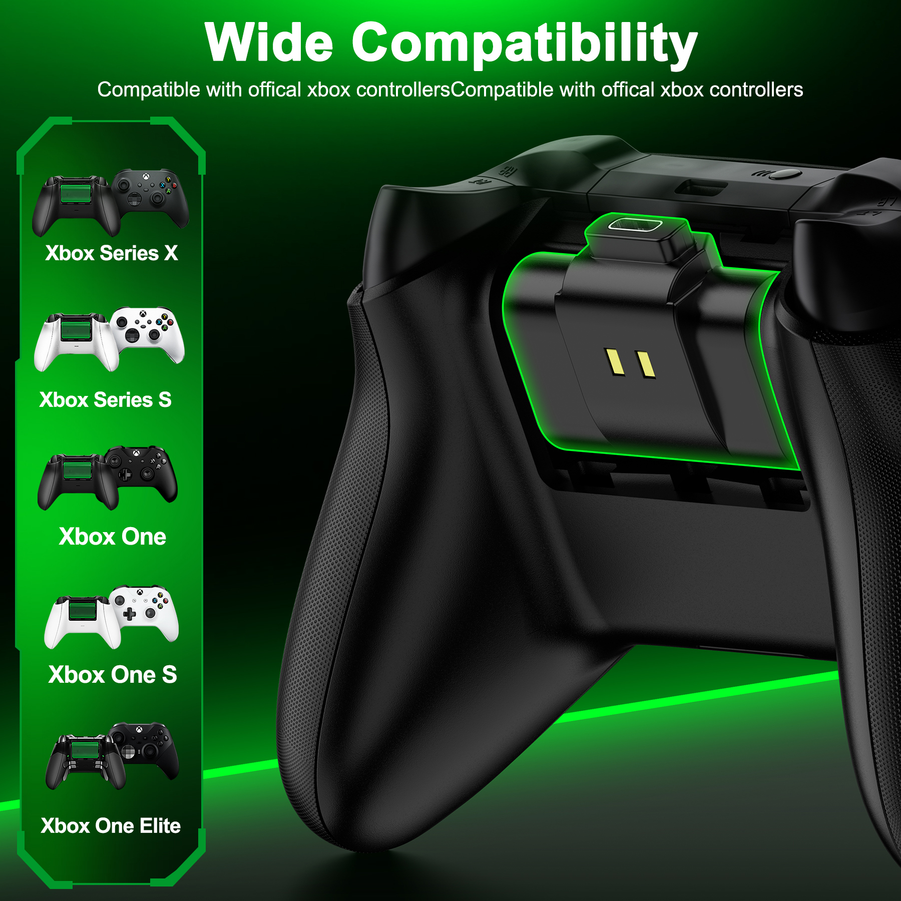 BEBONCOOL B100 2x4800mWh Batteria ricaricabile per Xbox Series X/S/Xbox One S/X Batteria controller con cavo di ricarica