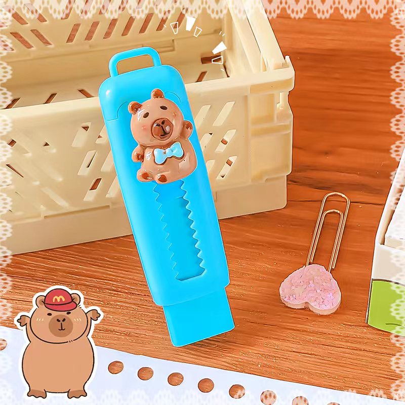 Kawaii papeterie esthétique papeterie fournitures de bureau articles scolaires pour enfants gomme mignon Capybara gomme drôle caoutchouc: Bleu