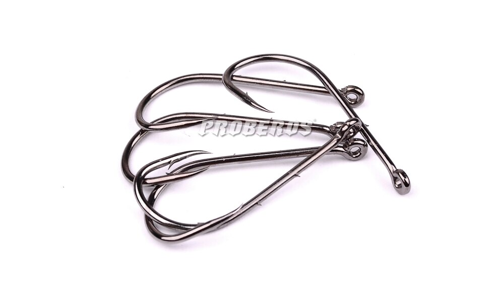 100pcs/lot Fishing Hooks 6-1# 1/0-6/0# Fish Hook Bait Holder Black Color Jig Big Barbed Hook Treble Hooks Fishing Tackle Pesca