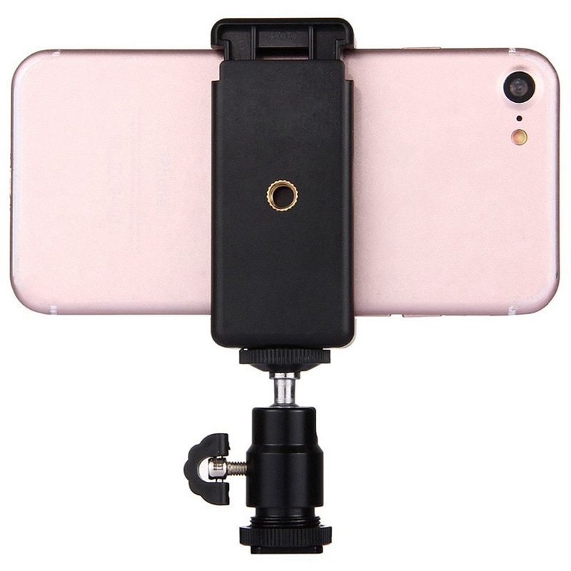 2 In 1 Mobile Phone Clip Holder 360 Ball Head Shoe Adapter Mount Fit For Dslr Slr Camera: Default Title