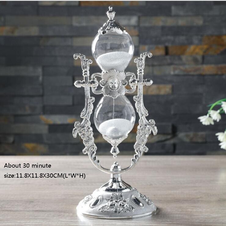 European hourglass timer 15/30min clock sand metal+glass decorative sand hourglasses sand sand timer for desk decoration A06-2
