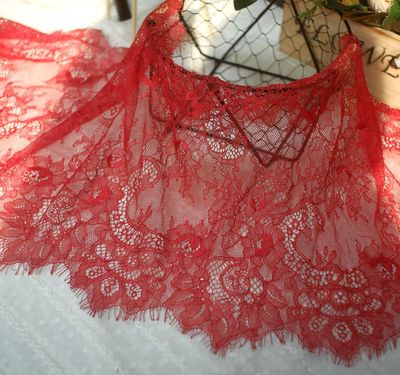 Breite 35CM länge 3 Meter exquisit wimpern spitze DIY kleidung zubehör hohl schleier hochzeit kleid stoff: dunkel rot