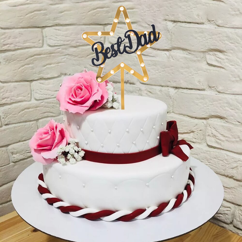 Acrílico Super papá feliz Día del Padre Topper de la torta de cumpleaños pastel Topper para Día del Padre cumpleaños adornos de pastel de